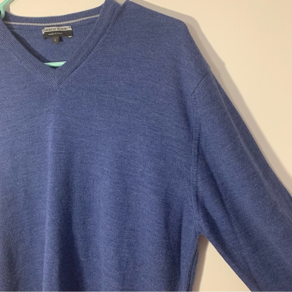 EUC Marco Fiori Merino Wool V-neck Mens Sweater Size L - Picture 7 of 12